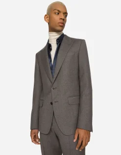 Single-breasted stretch flannel Sicilia-fit jacket