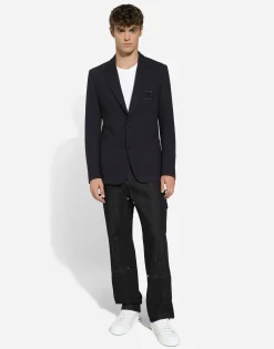 Single-breasted stretch jersey jacket