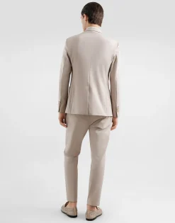 Single-breasted stretch jersey jacket with logo embroidery