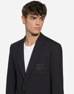 Single-breasted stretch jersey jacket