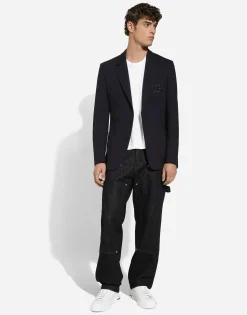 Single-breasted stretch jersey jacket