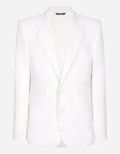 Single-breasted stretch wool Sicilia-fit jacket