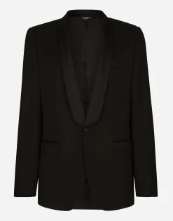 Single-breasted stretch wool Sicilia-fit tuxedo jacket