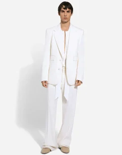 Single-breasted stretch wool Sicilia-fit jacket