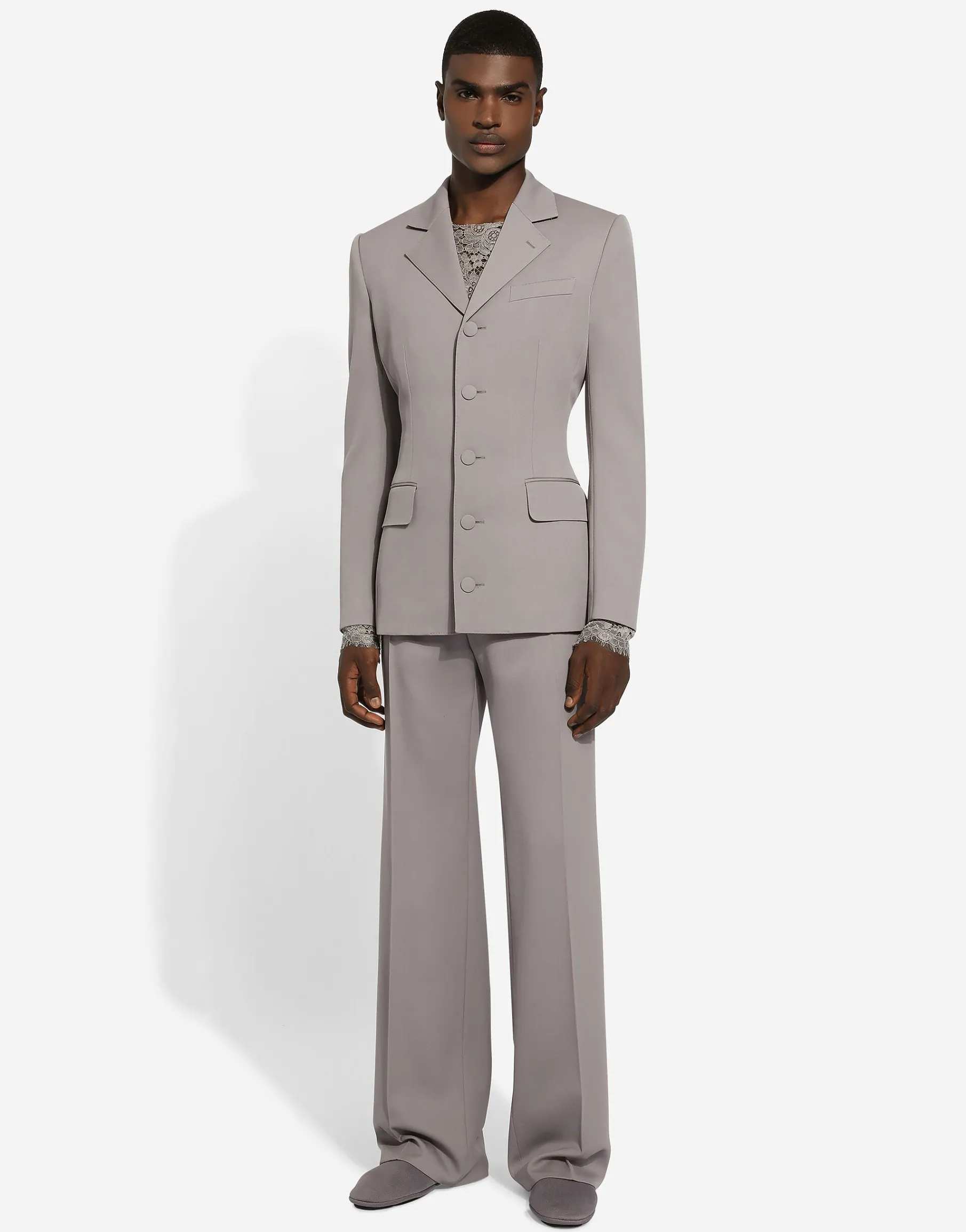 Single-breasted stretch wool Dolce-fit jacket