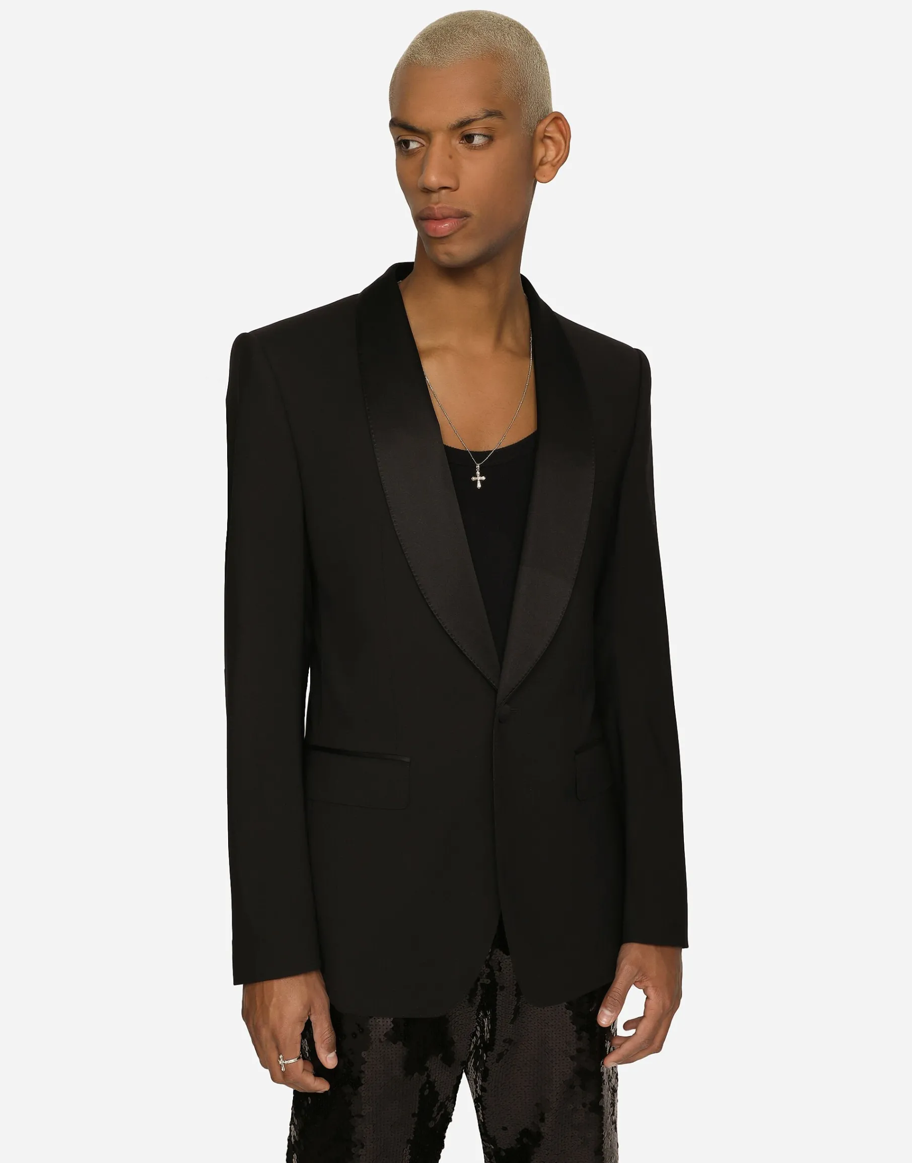 Single-breasted stretch wool Sicilia-fit tuxedo jacket