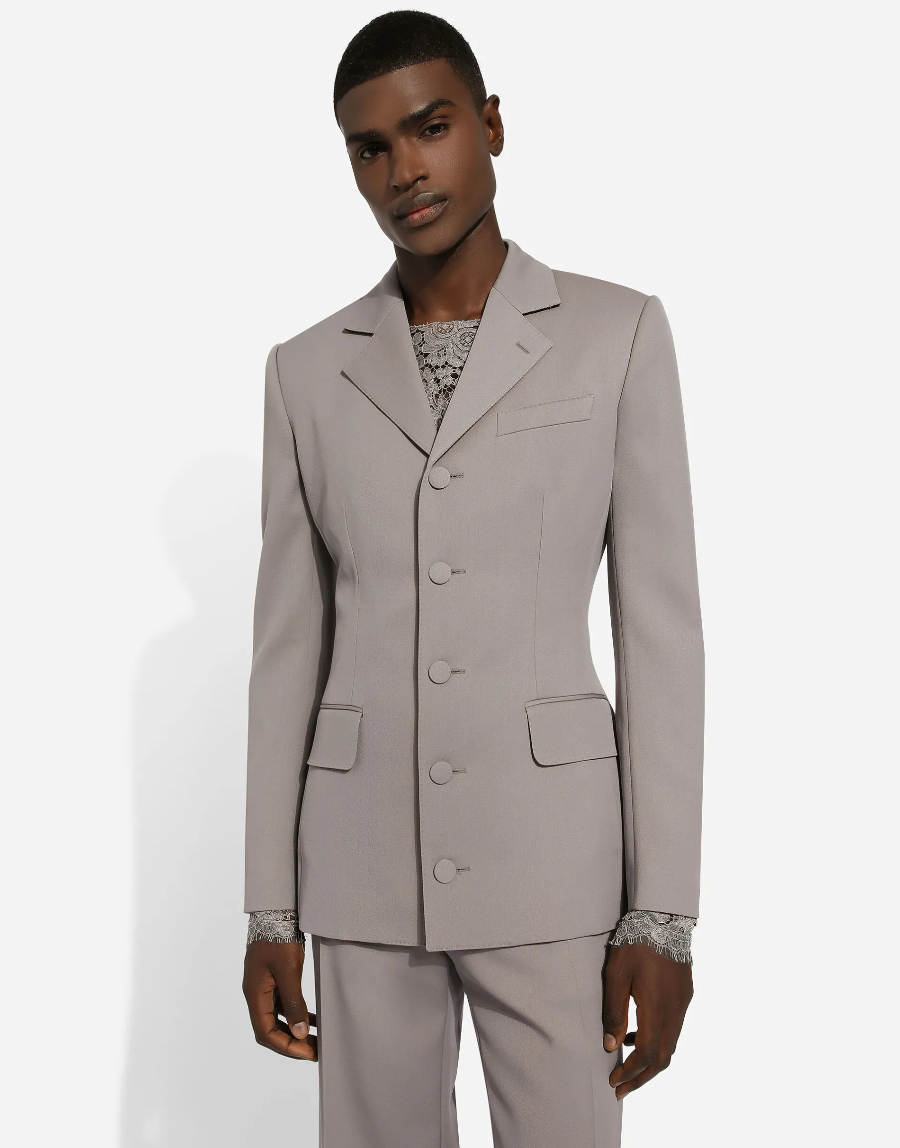 Single-breasted stretch wool Dolce-fit jacket