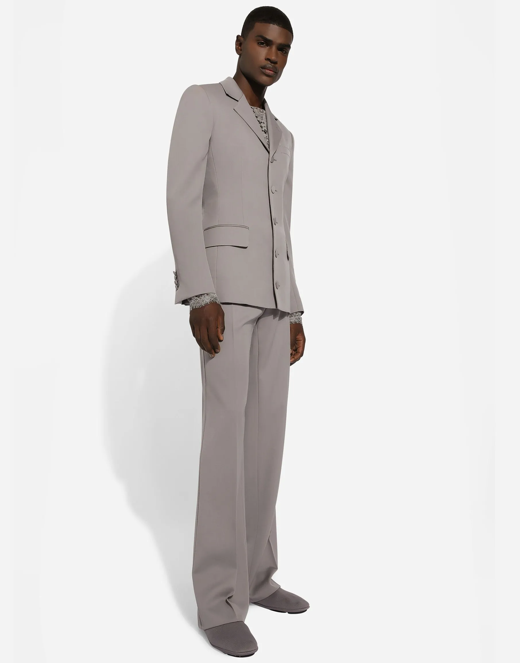 Single-breasted stretch wool Dolce-fit jacket
