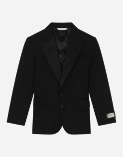 Single-breasted tuxedo jacket with logo tag