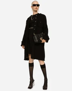 Single-breasted tweed coat