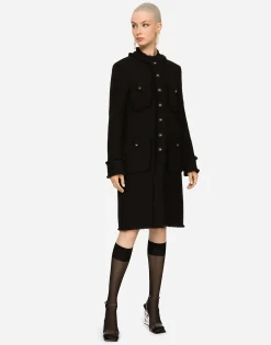 Single-breasted tweed coat