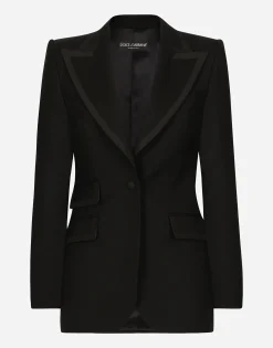 Single-breasted twill Turlington tuxedo jacket