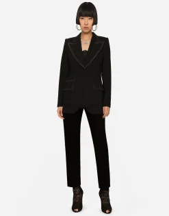 Single-breasted twill Turlington tuxedo jacket