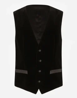 Single-breasted velvet vest