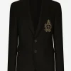 Single-breasted wool and cashmere jacket with DG patch