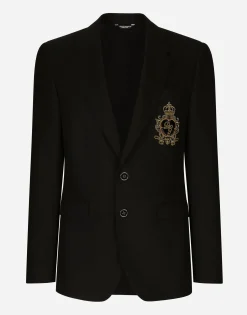 Single-breasted wool and cashmere jacket with DG patch