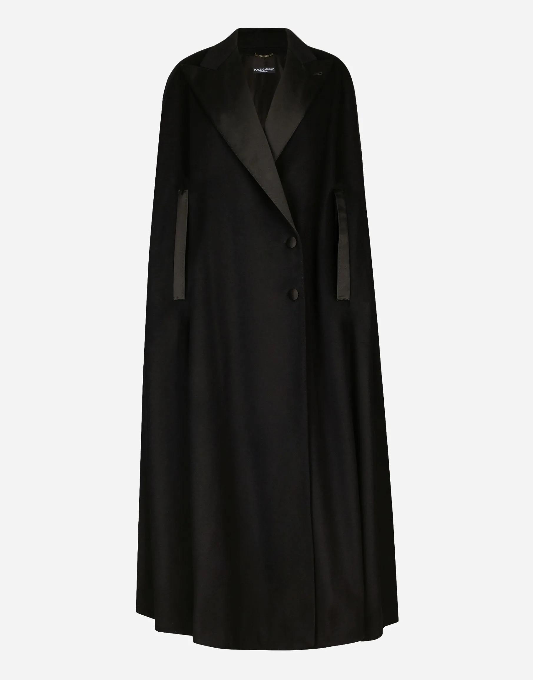 Single-breasted wool and cashmere cape