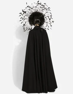 Single-breasted wool and cashmere cape