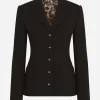 Single-breasted wool crepe Dolce jacket with DG buttons