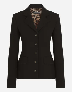 Single-breasted wool crepe Dolce jacket with DG buttons