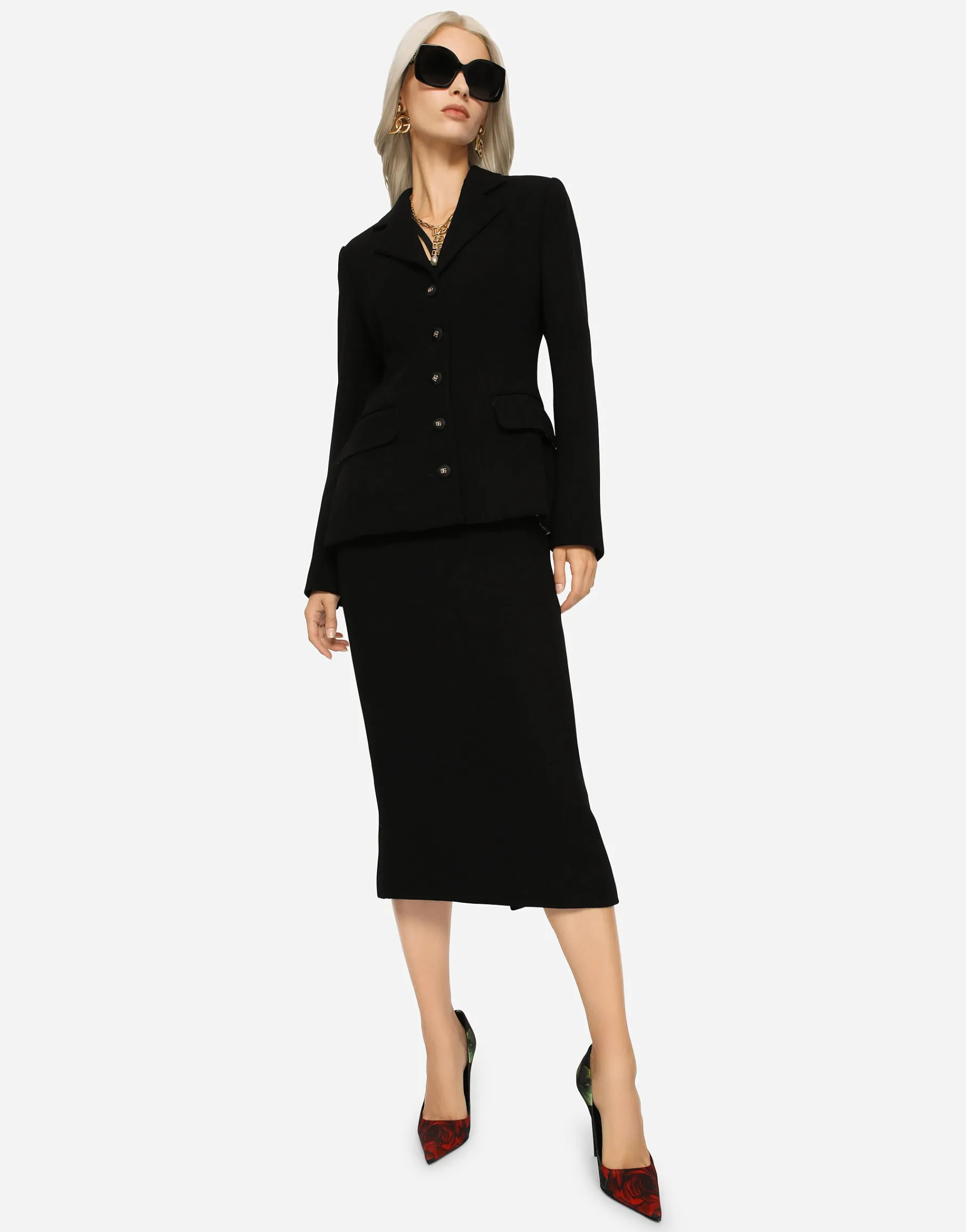 Single-breasted wool crepe Dolce jacket with DG buttons