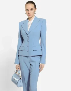 Single-breasted wool crêpe Dolce jacket