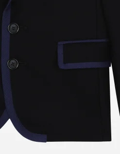Single-breasted wool jacket with contrasting trim and DG logo