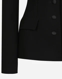 Single-breasted wool jacket with faux fur collar
