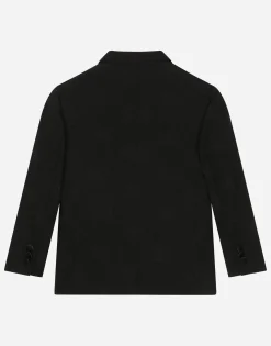 Single-breasted wool jacquard tuxedo jacket with DG logo