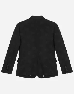 Single-breasted wool jacquard tuxedo jacket with DG logo