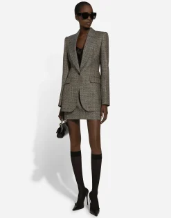 Single-breasted wool micro-tweed Turlington jacket