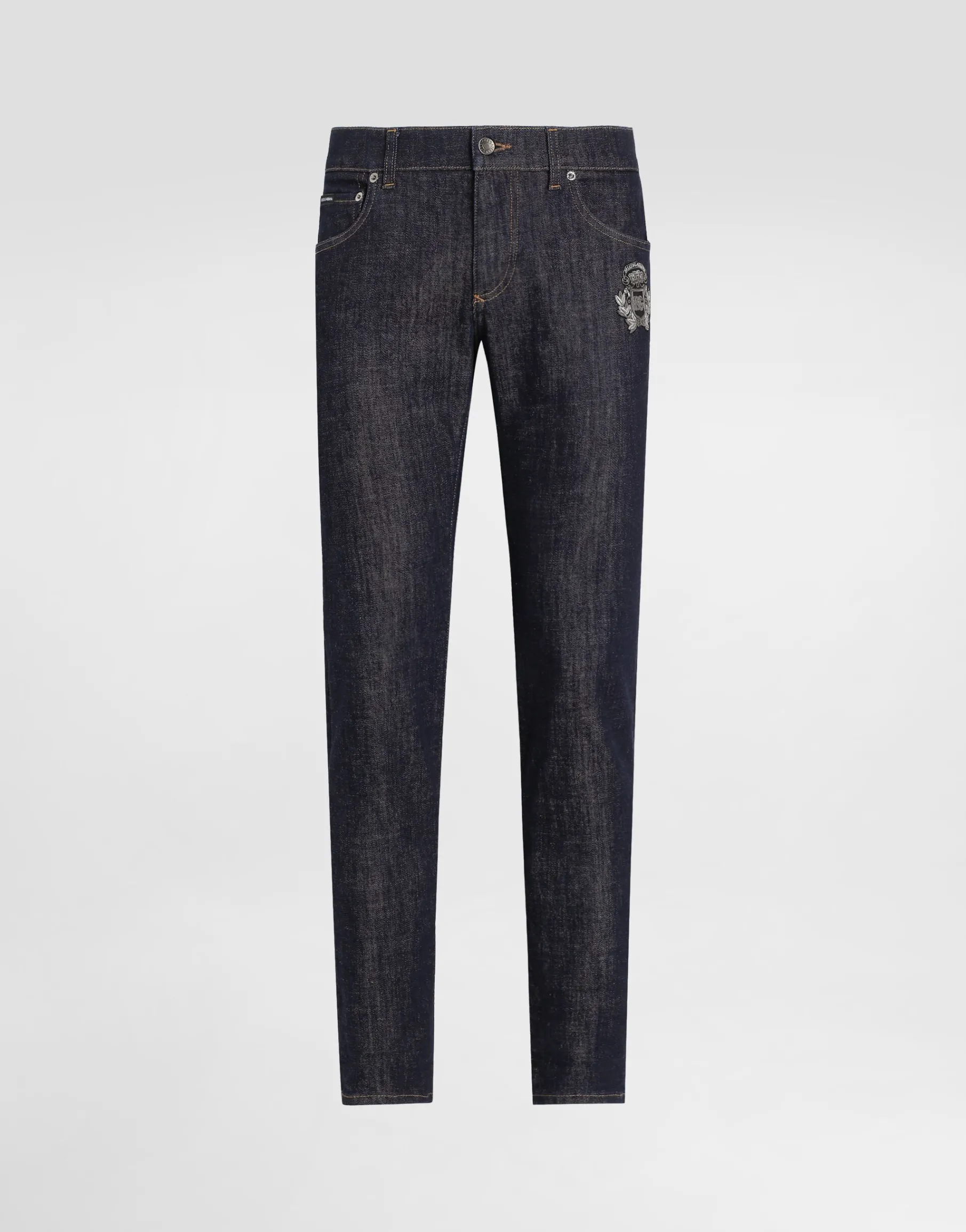 Skinny stretch cotton jeans with patch