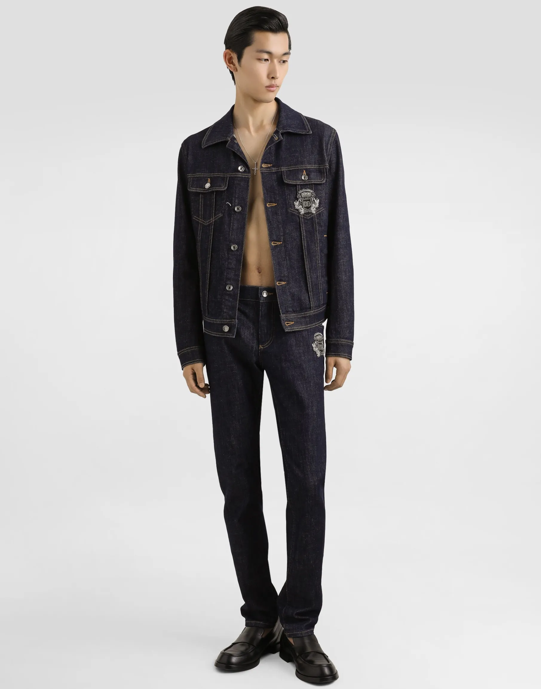 Skinny stretch cotton jeans with patch