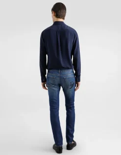 Skinny stretch cotton jeans with logo embroidery