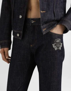 Skinny stretch cotton jeans with patch
