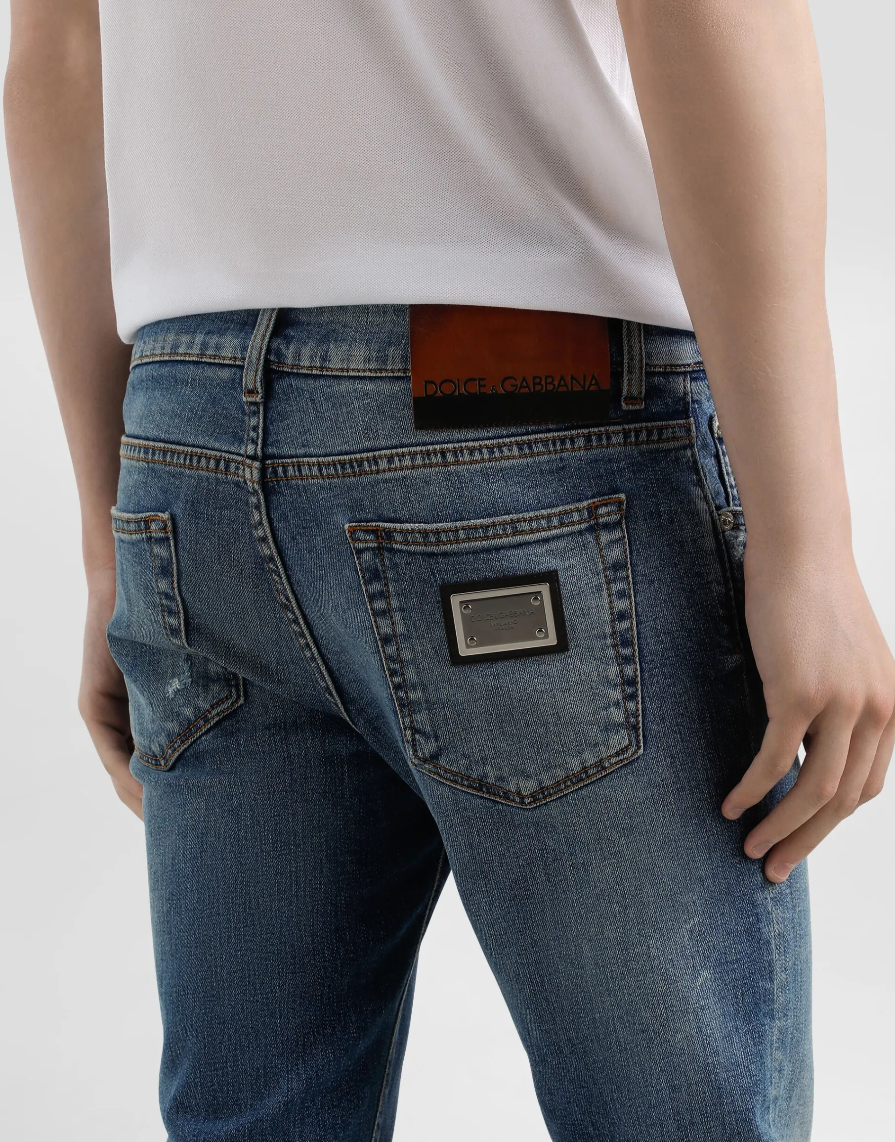 Skinny stretch cotton jeans with tag