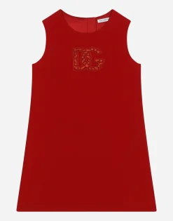 Sleeveless cady dress with DG patch