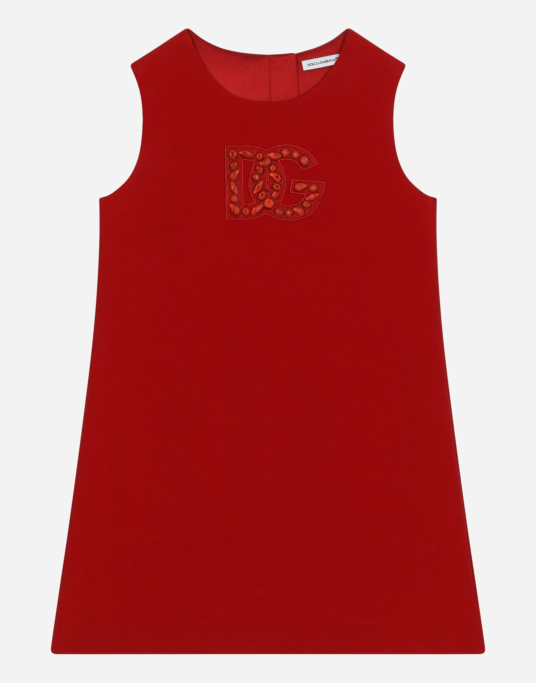 Sleeveless cady dress with DG patch