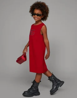 Sleeveless cady dress with DG patch