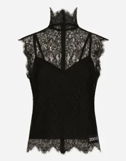 Sleeveless Chantilly lace top