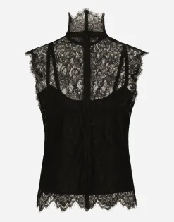 Sleeveless Chantilly lace top