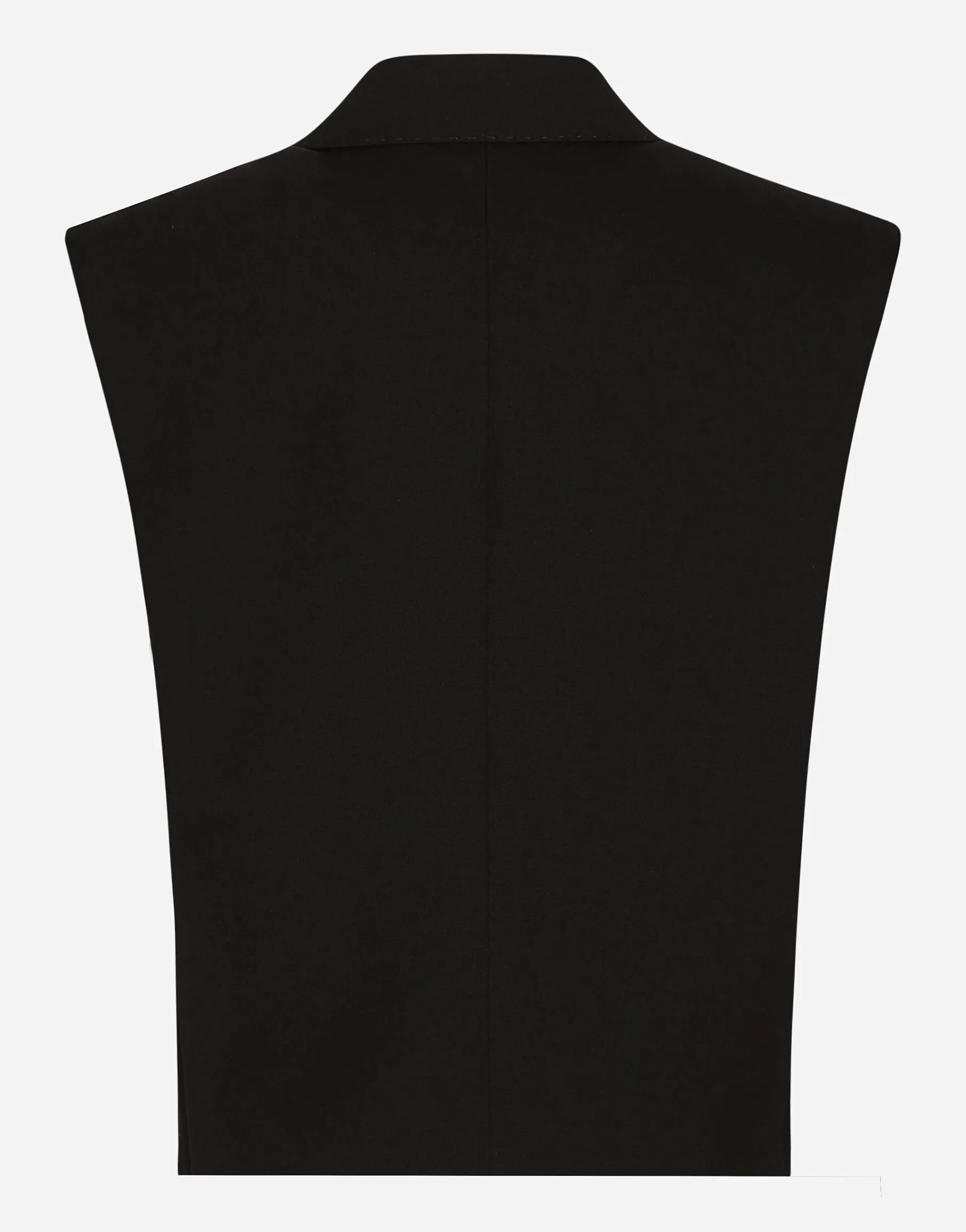 Sleeveless double-breasted wool gabardine tuxedo jacket