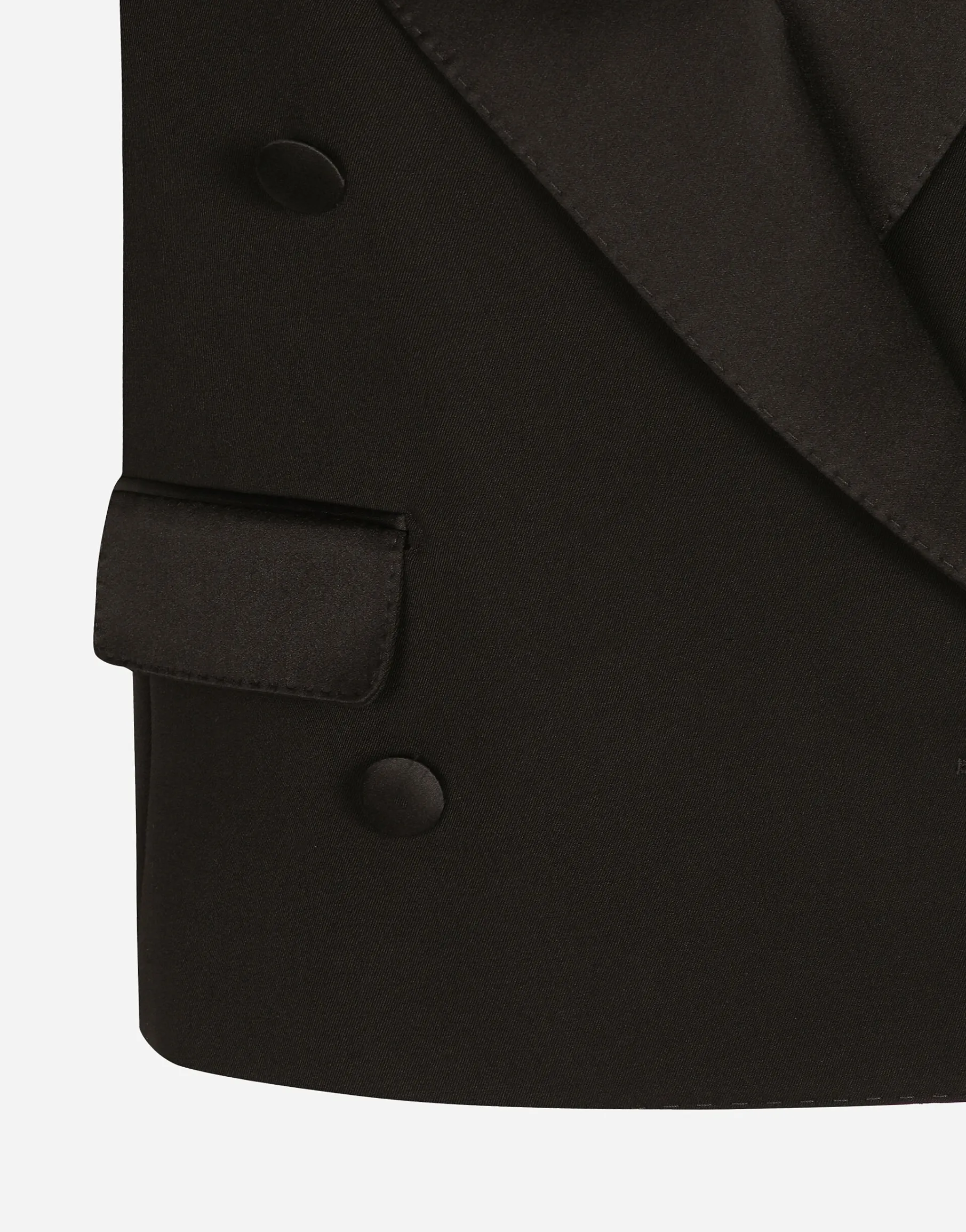 Sleeveless double-breasted wool gabardine tuxedo jacket