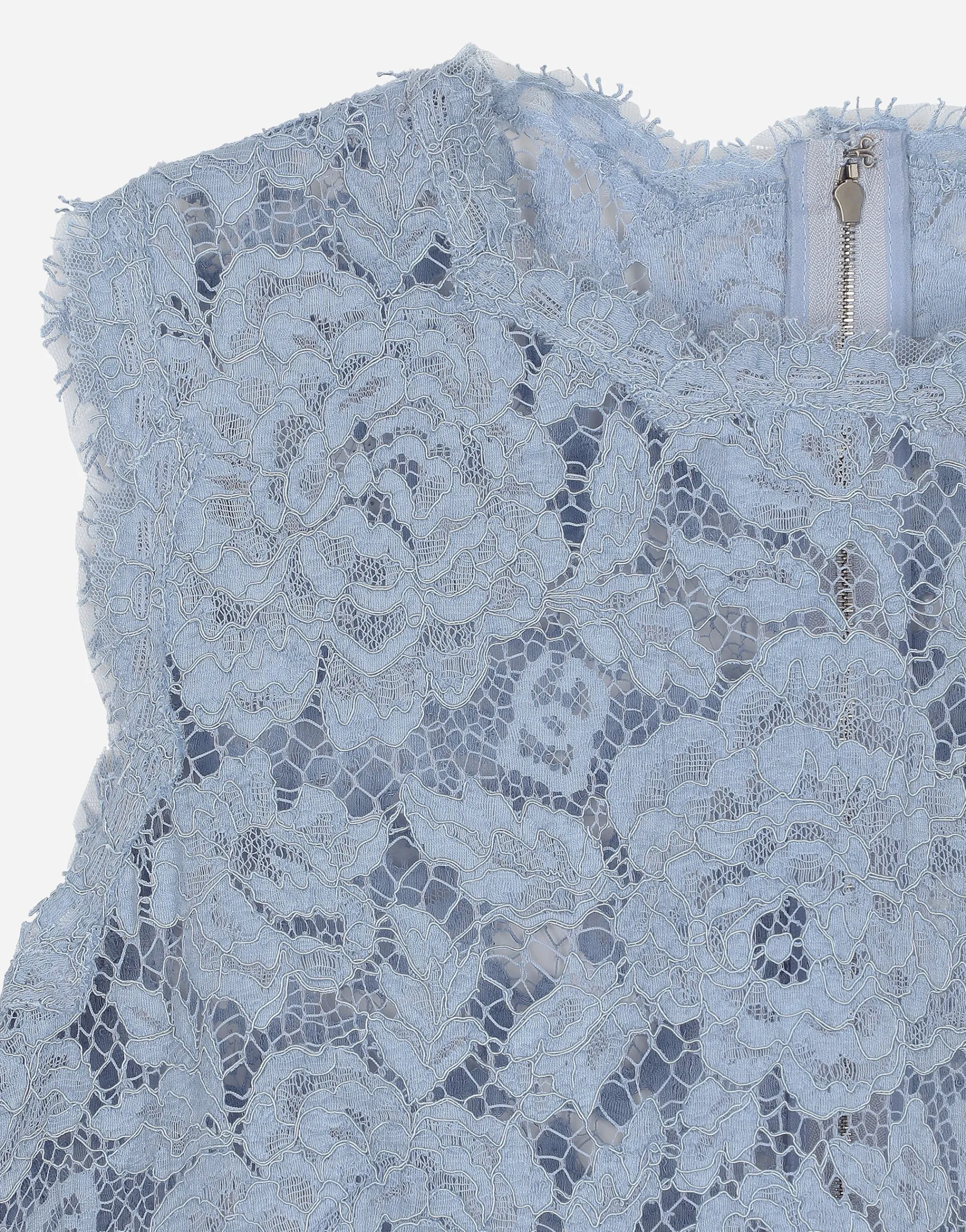 Sleeveless floral lace A-line dress with DG logo
