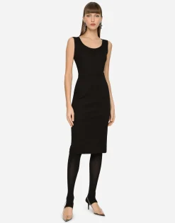 Sleeveless Milano rib midi dress
