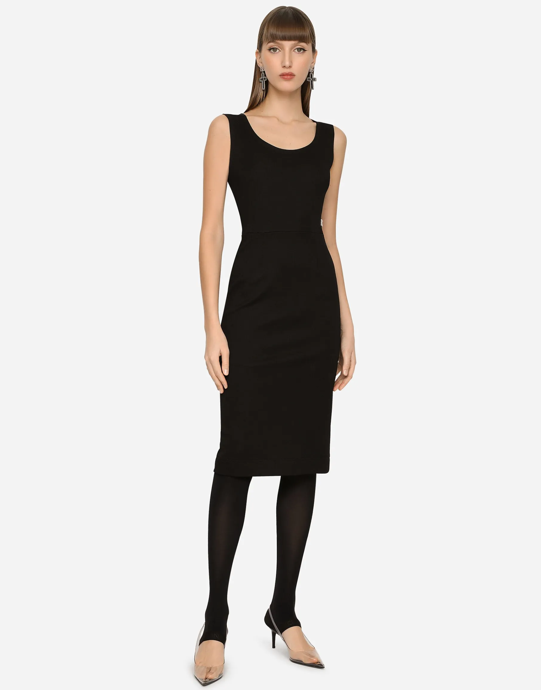 Sleeveless Milano rib midi dress