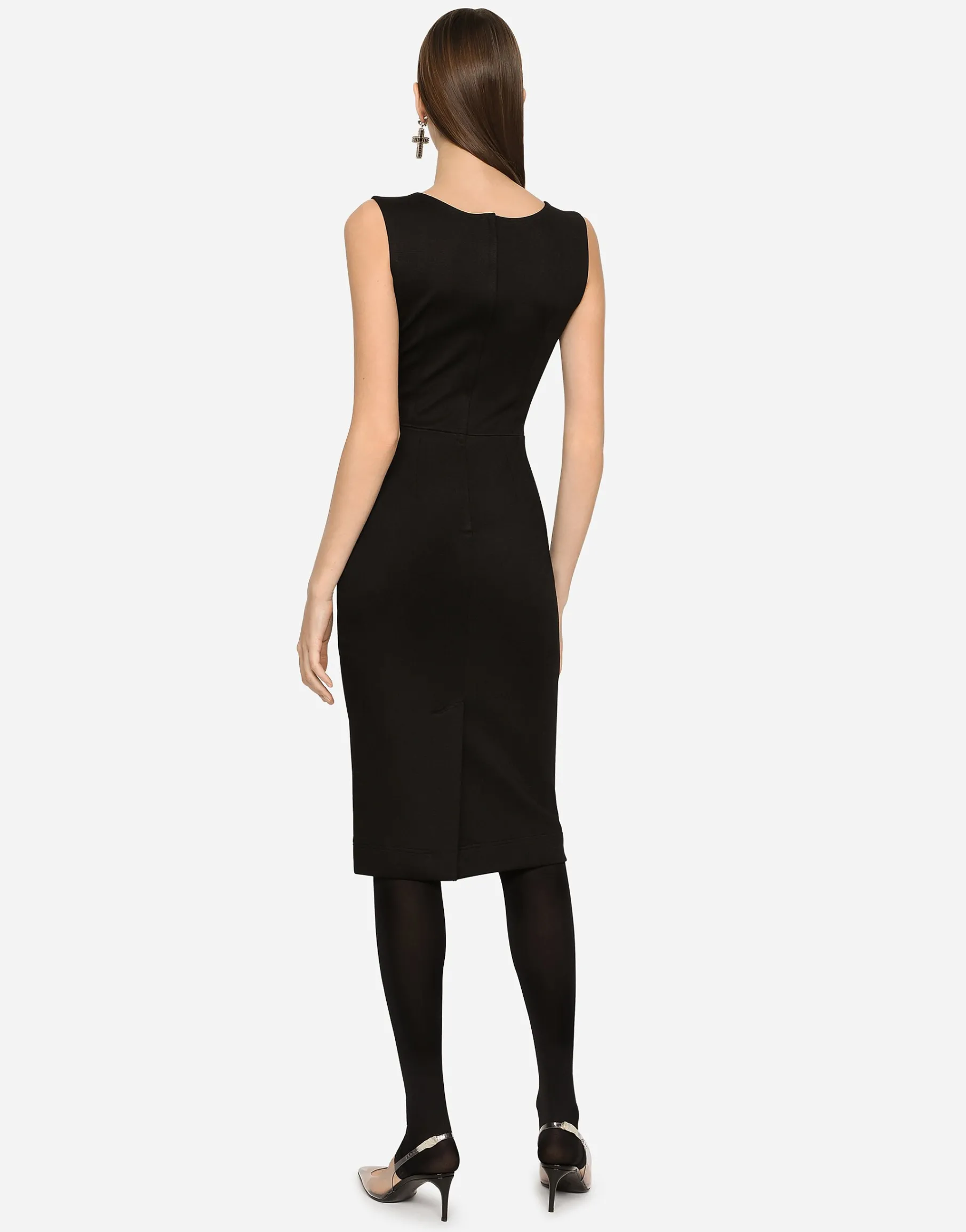 Sleeveless Milano rib midi dress