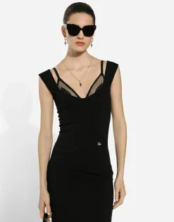 Sleeveless viscose knit dress