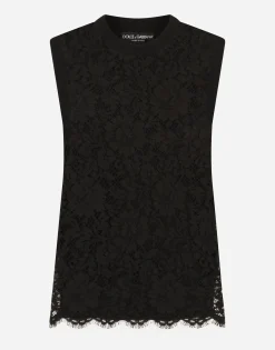 Sleeveless wool and lace sweater
