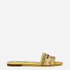 Sliders with embroidered majolica pattern